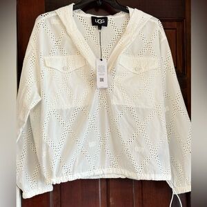 UGG Cream Eyelet Diamond Hooded Top